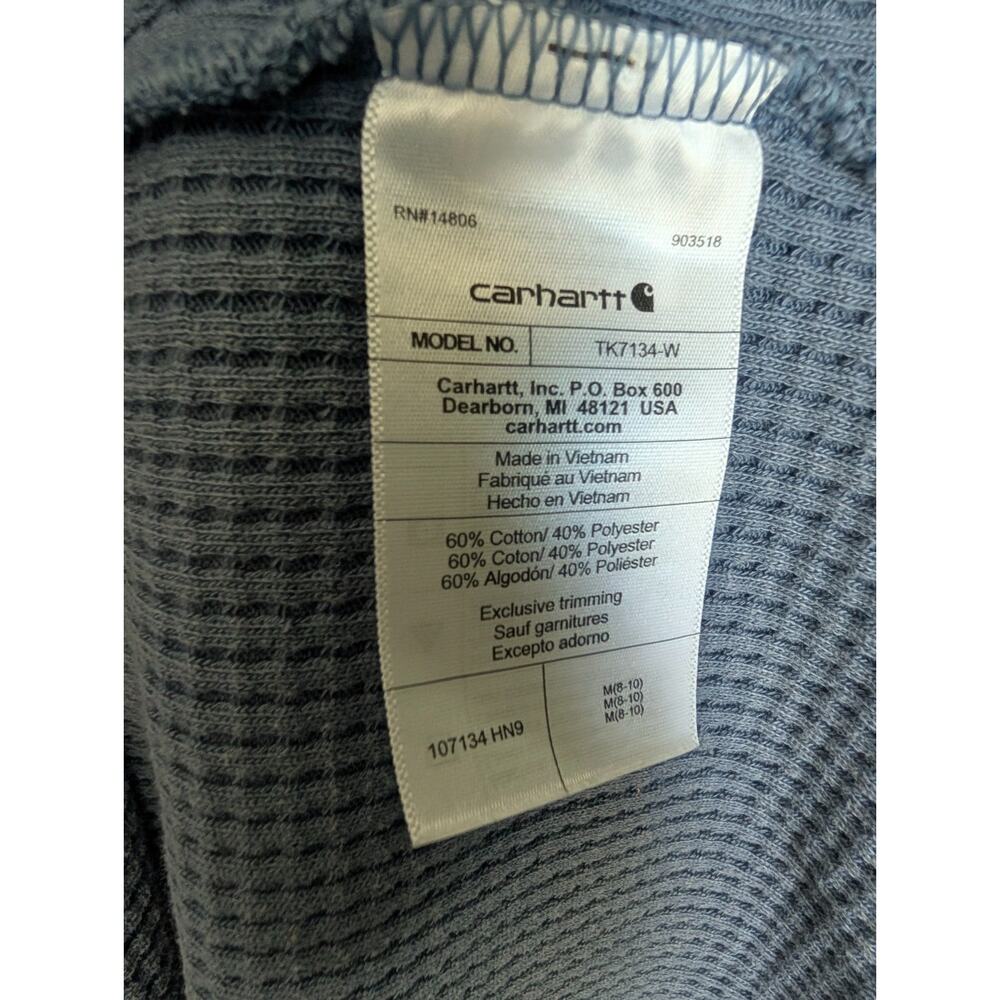 NWT Carhartt Shirt Womens Medium Dusty Blue Waffle Knit Oversized Fit TK7134-W - Picture 4 of 7